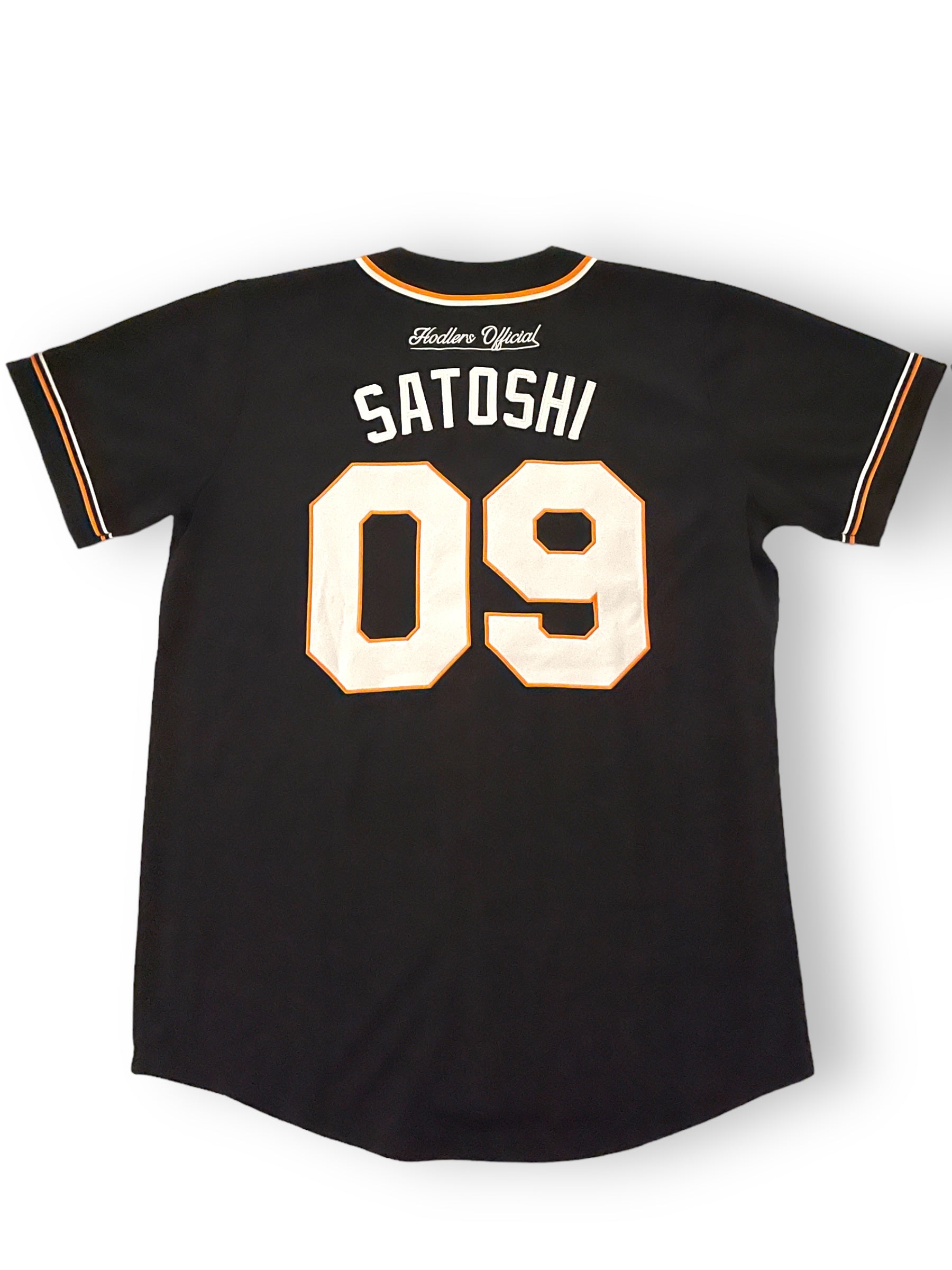 Team Bitcoin Baseball Jersey Black 09 Satoshi Nakamoto Hodlers Official