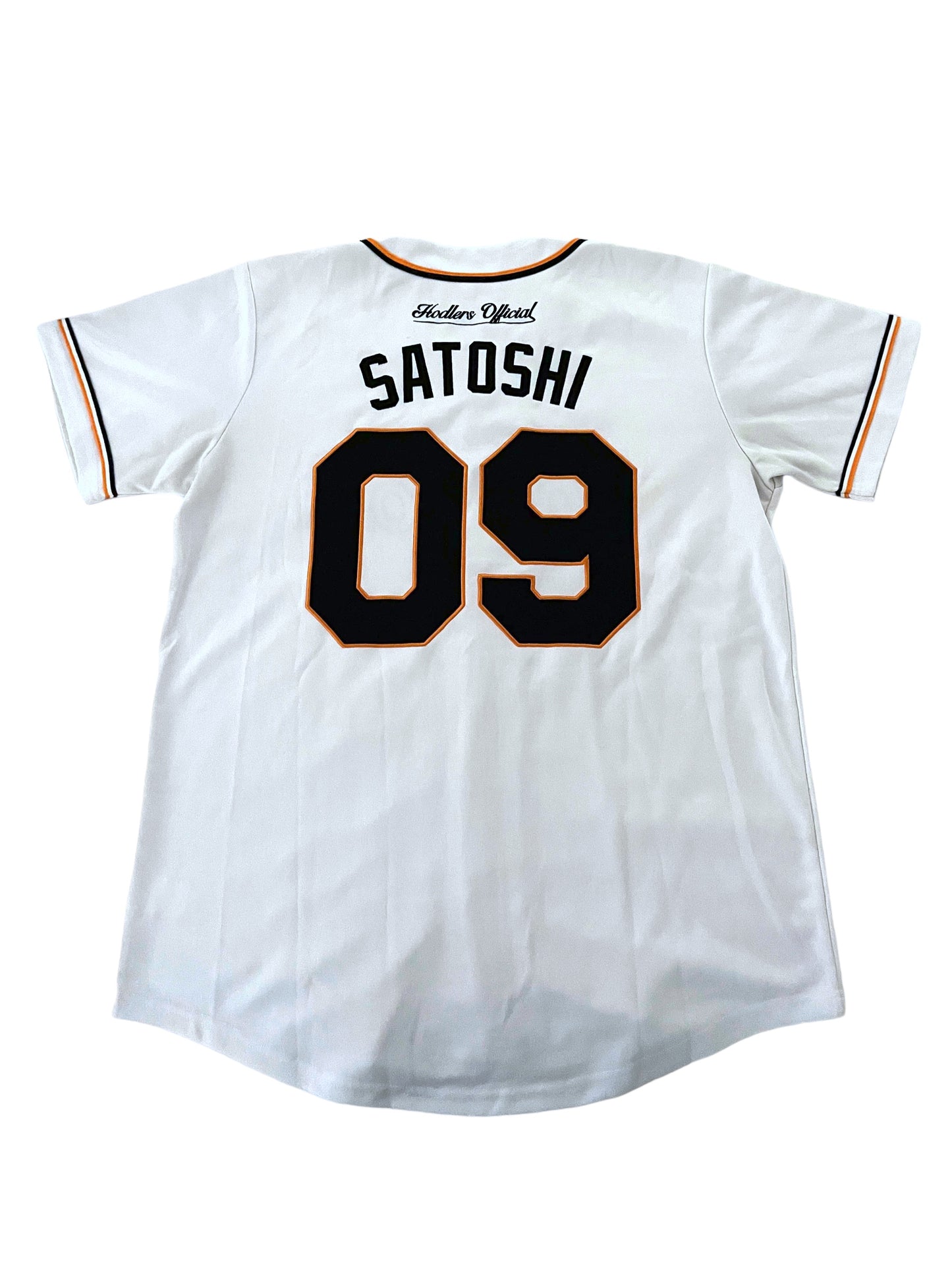 Team Bitcoin Baseball Jersey White 09 Satoshi Nakamoto Hodlers Official